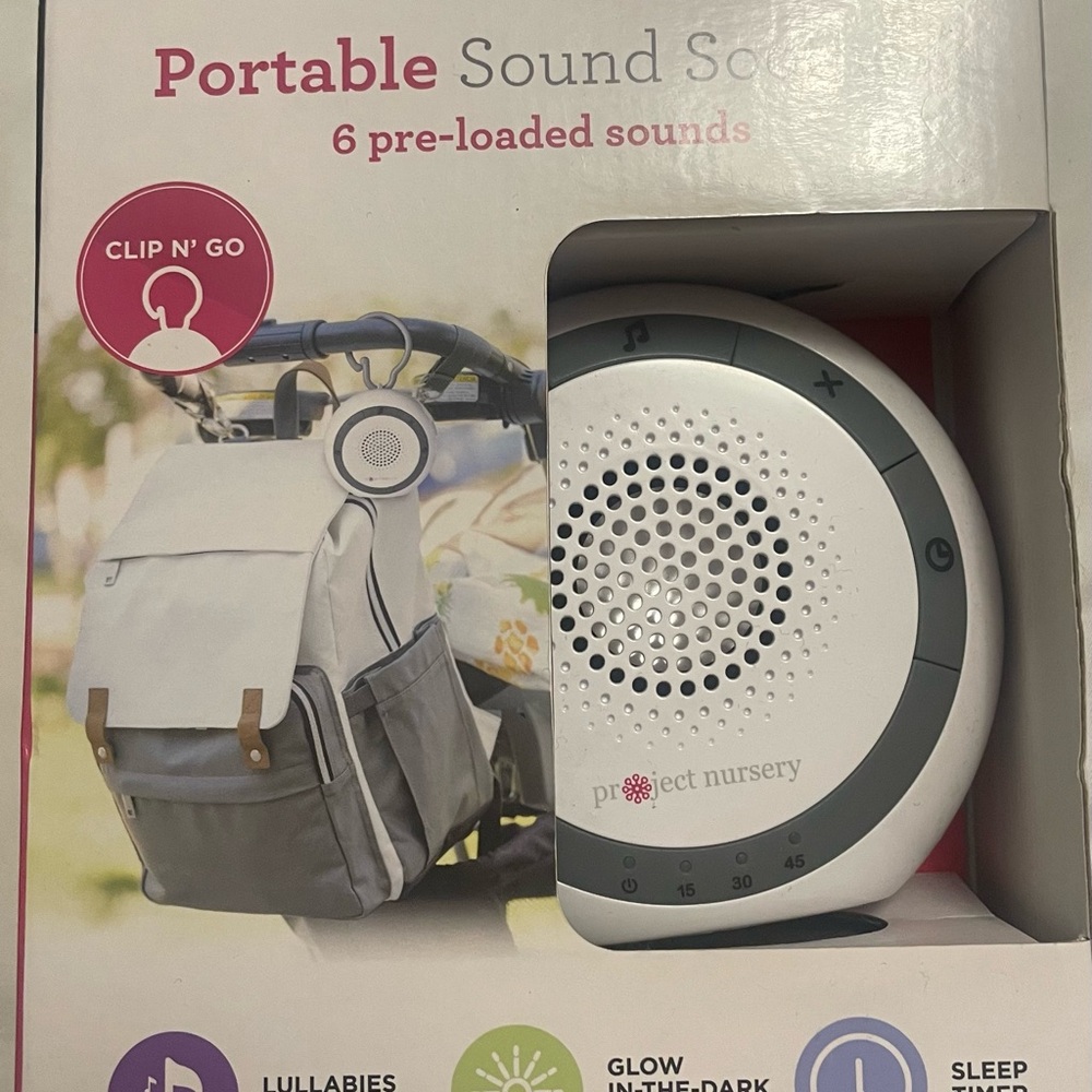 Project Nursery White Portable Clip On Sound Speaker - Never Used